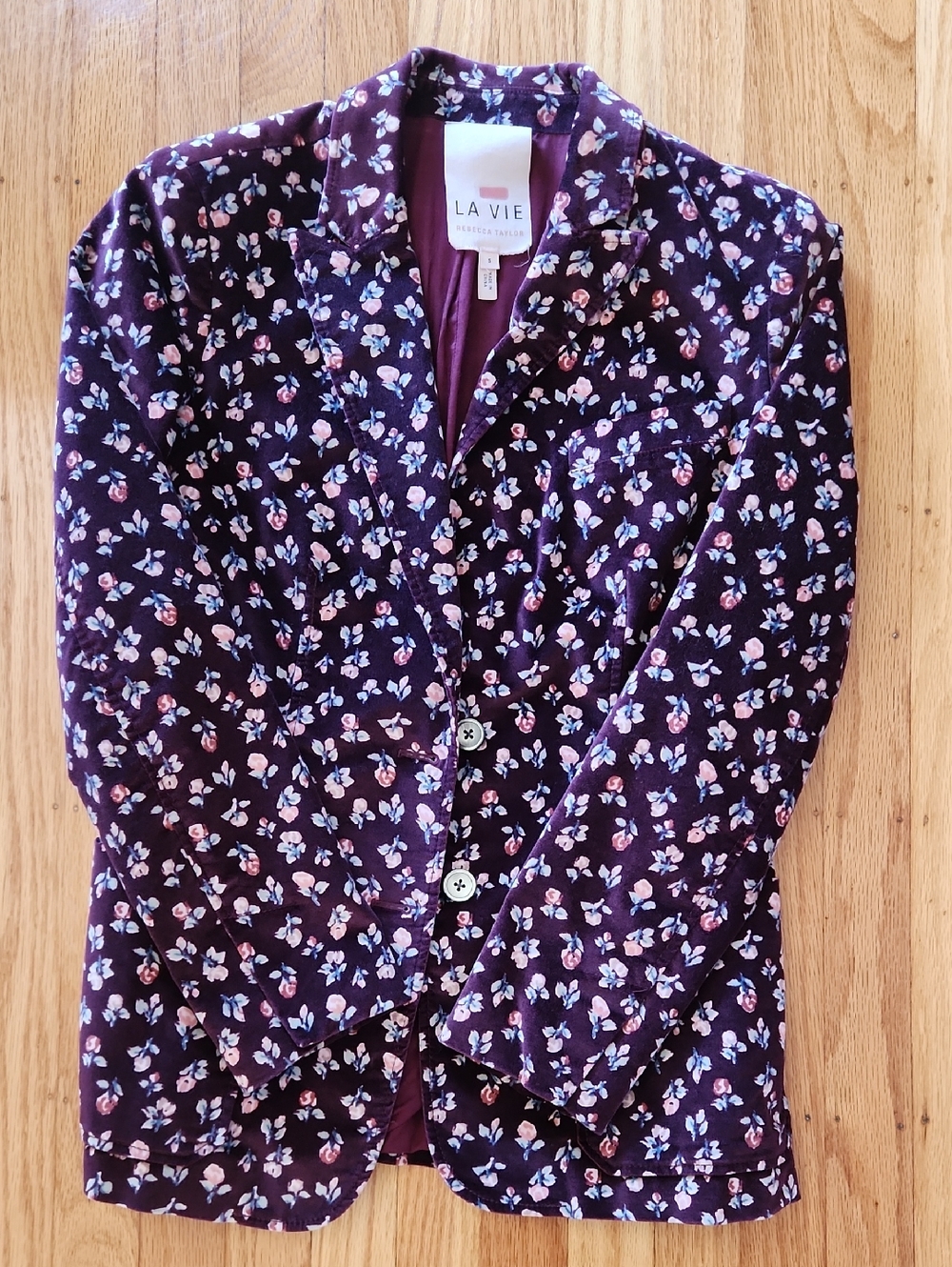 Rebecca Taylor Plum Floral Blazer Jacket